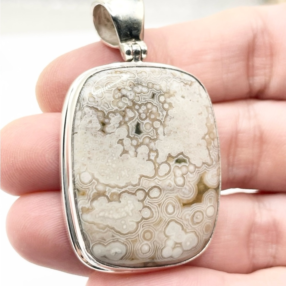Large Ocean Jasper 925 Solid Sterling Silver Pend… - image 3
